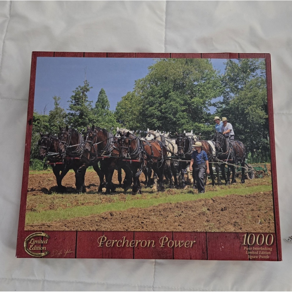 Amish Country 1000 Piece Puzzle Percheron Power Doyle Yoder Limited Edition‎